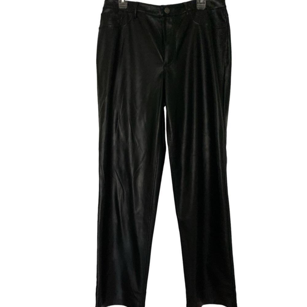 JOIE faux leather jeans, size 12, true black, straight leg, 5 pocket. NEW